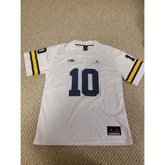 Vintage Nike Jordan Tom Brady Michigan Wolverines White Jersey BIG10 Size Large - Picture 1 of 5